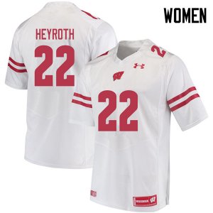 Women's Wisconsin Badgers NCAA #22 Jacob Heyroth White Authentic Under Armour Stitched College Football Jersey GS31M31GP
